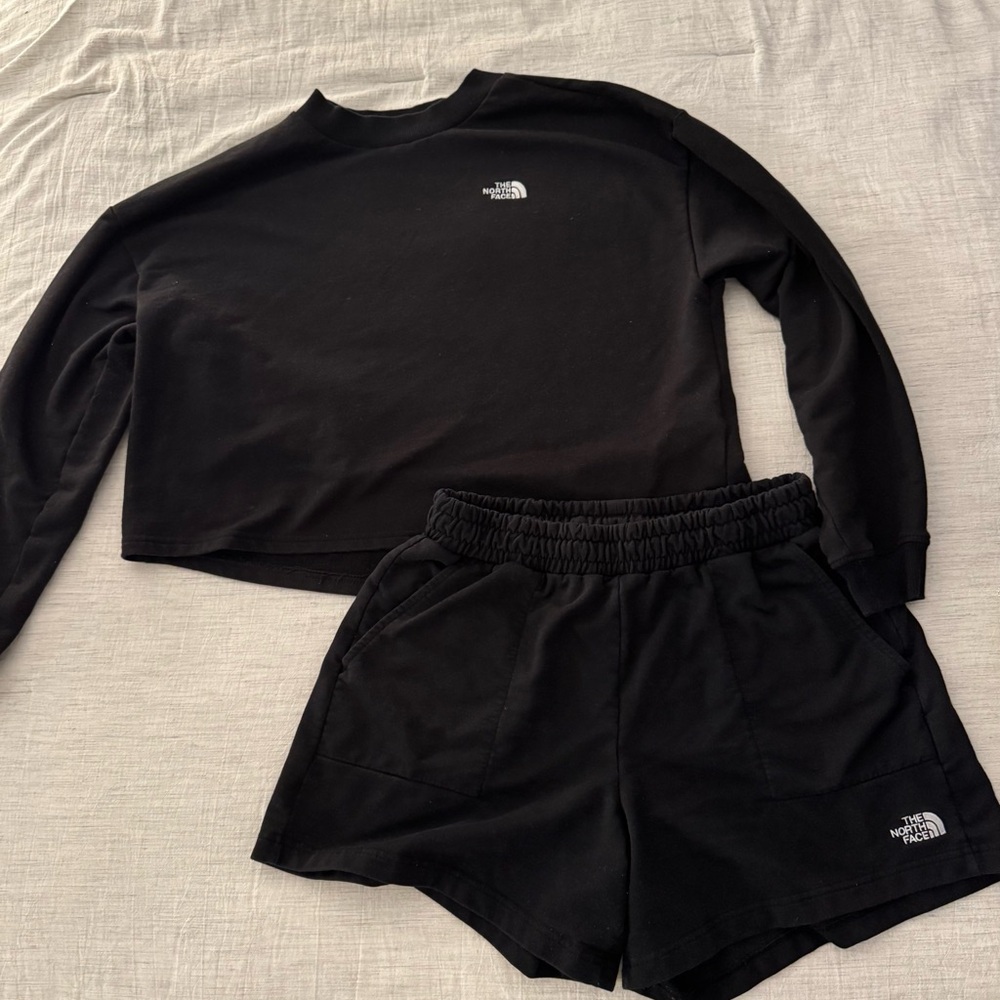 The North Face Black Sweatshirt and Shorts Set